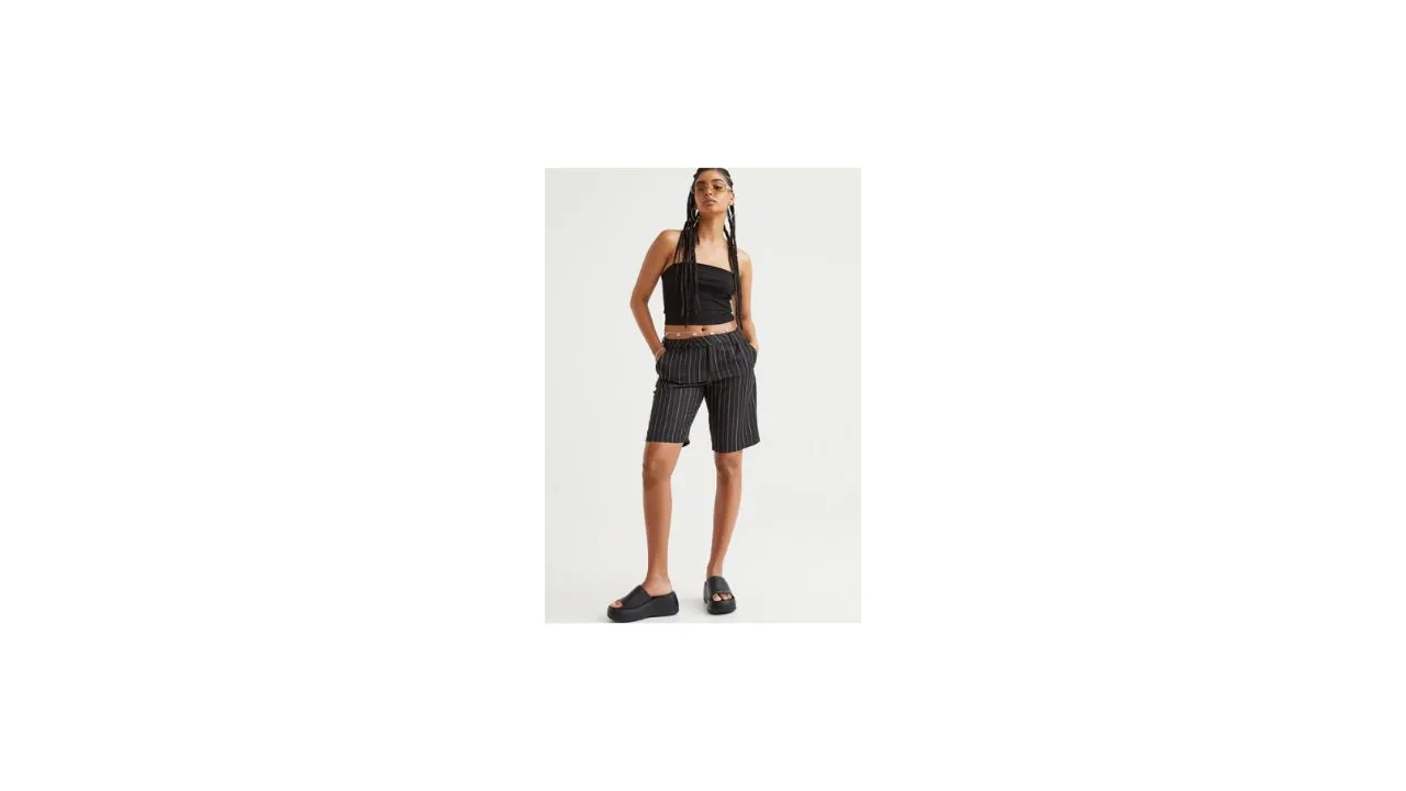 H&M Women Black Low-Waisted Bermuda Shorts