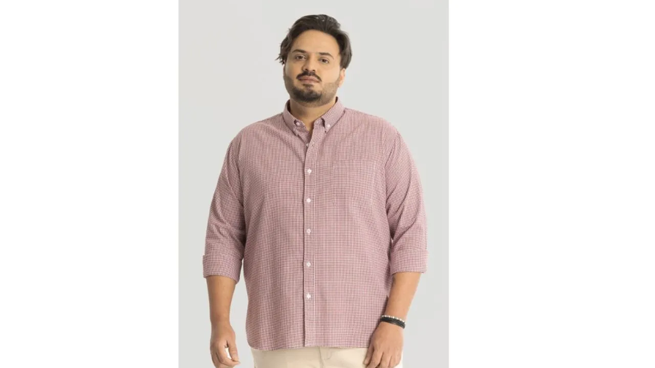 Plus Size Men Classic Micro Checks Opaque Checked Casual Shirt
