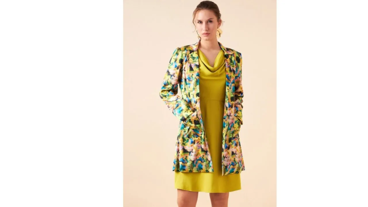 A-Line Dress With Printed Jacket