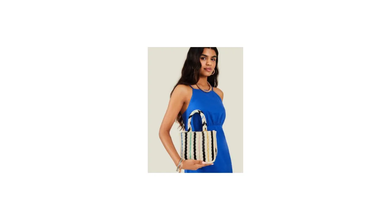 Accessorize Women Stripe Embroidered Hand Bag
