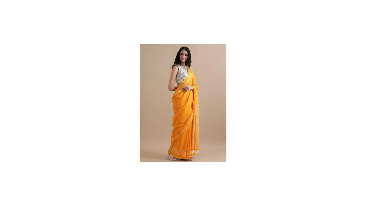Jaipur Kurti Floral Pure Cotton Saree