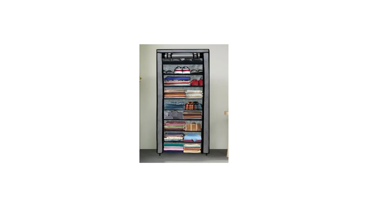 Rmerchants Grey 9 Tiers Collapsible Wardrobe