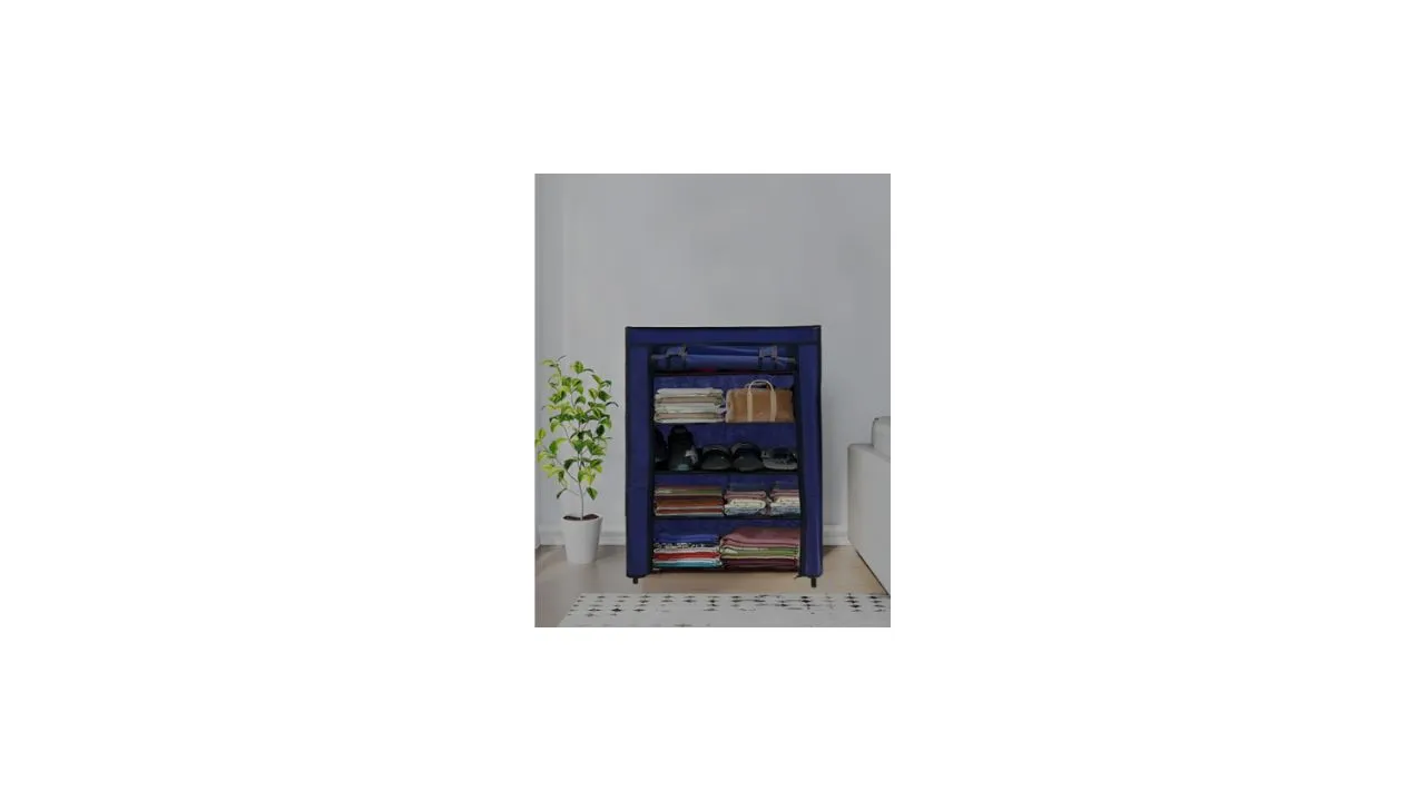 Rmerchants Blue 5 Tiers Collapsible Wardrobe