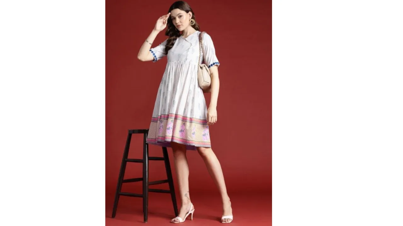Anouk Ethnic Motifs White Dresses