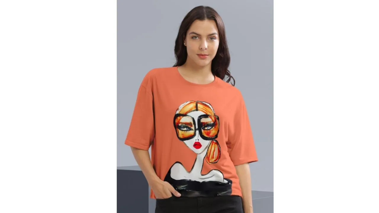 Orange Cotton Oversized T-Shirt