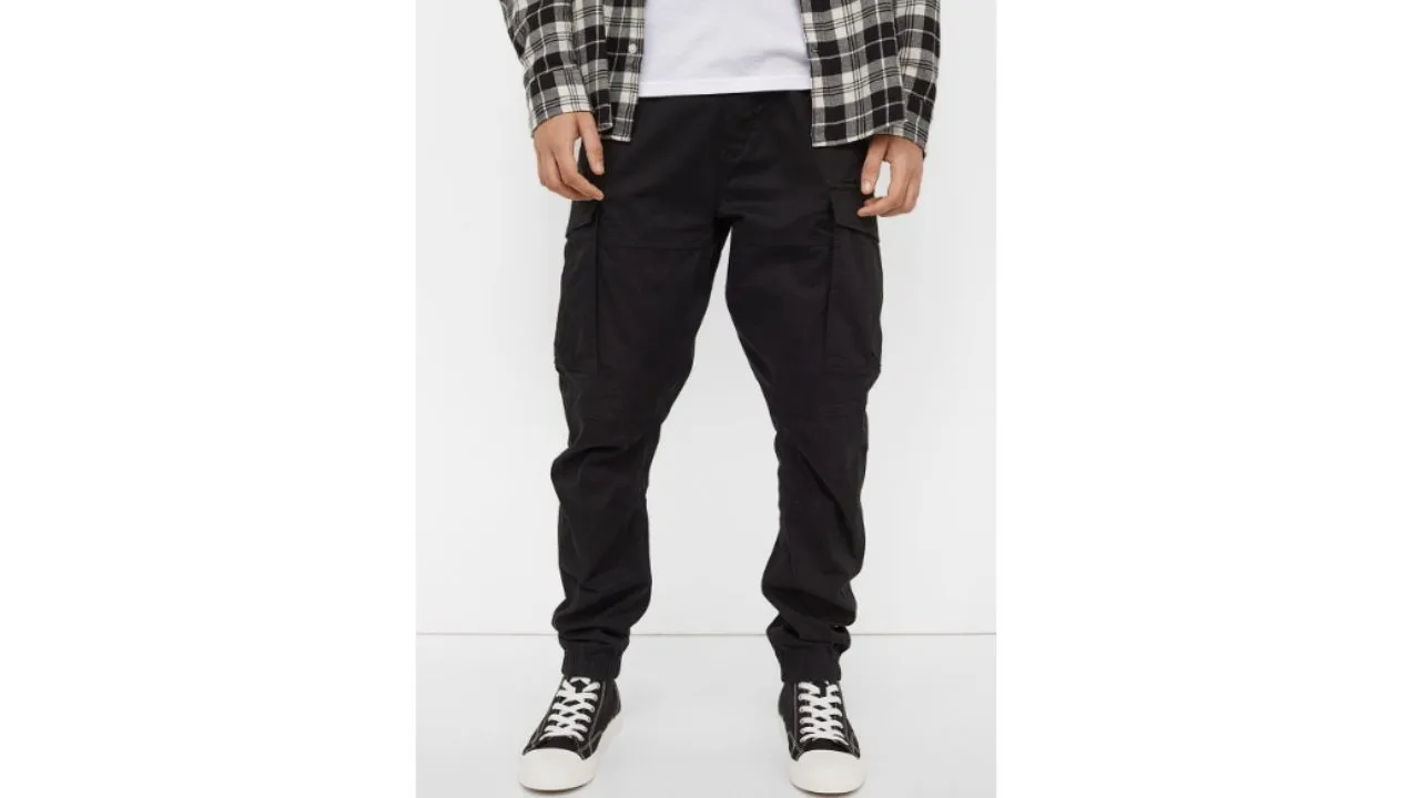 Black Solid Cargo Joggers
