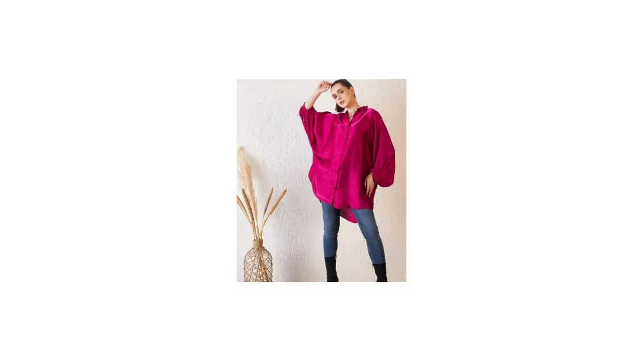 Antheaa Longline Satin Shirt