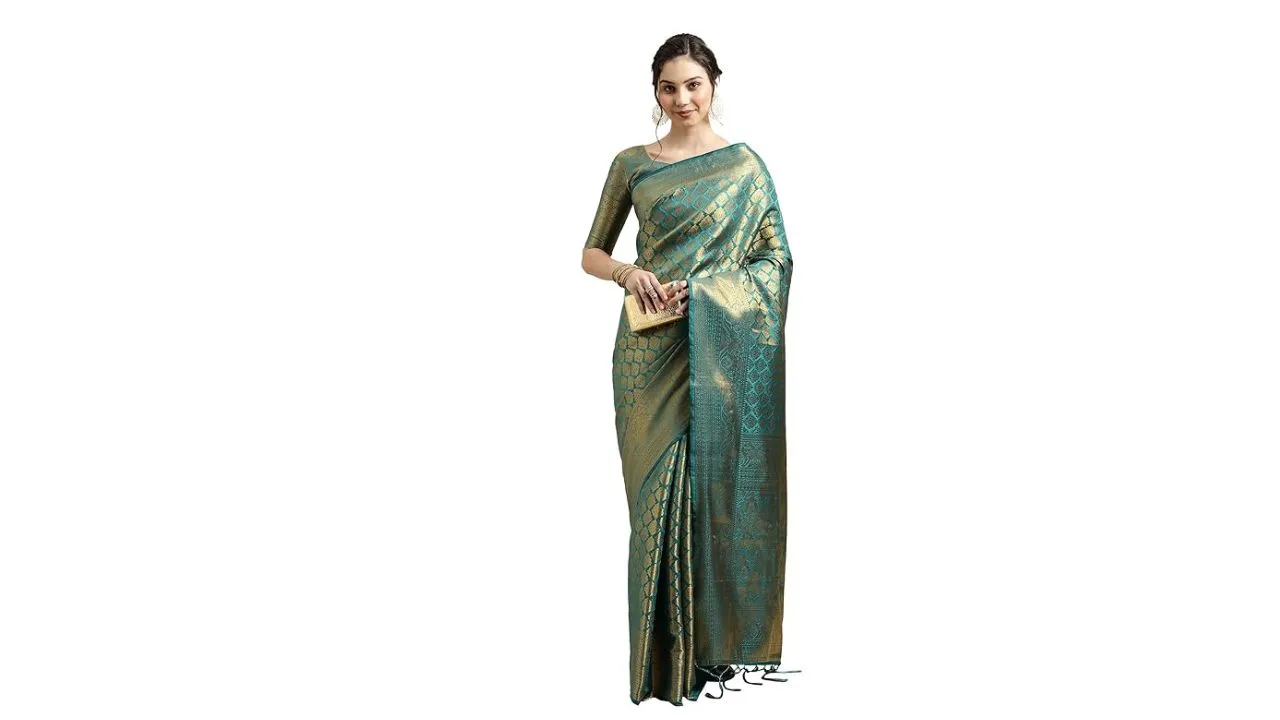 AKHILAM Women's Kanjivaram Saree