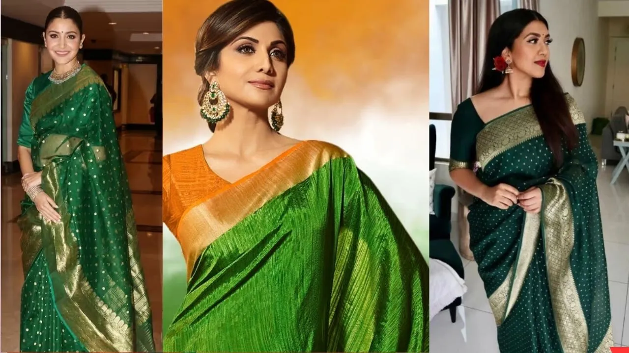 green saree for independence day