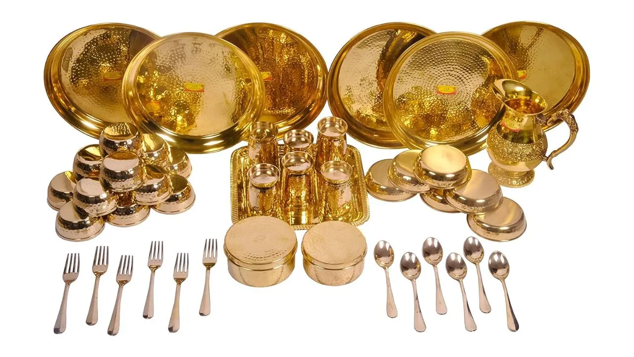 Shiv Shakti Arts® Pure Brass Dinner Set 