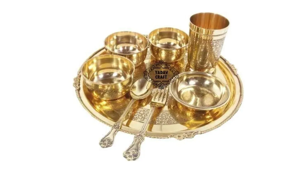 REWARI Craft Brass Luxury Dinner Set 