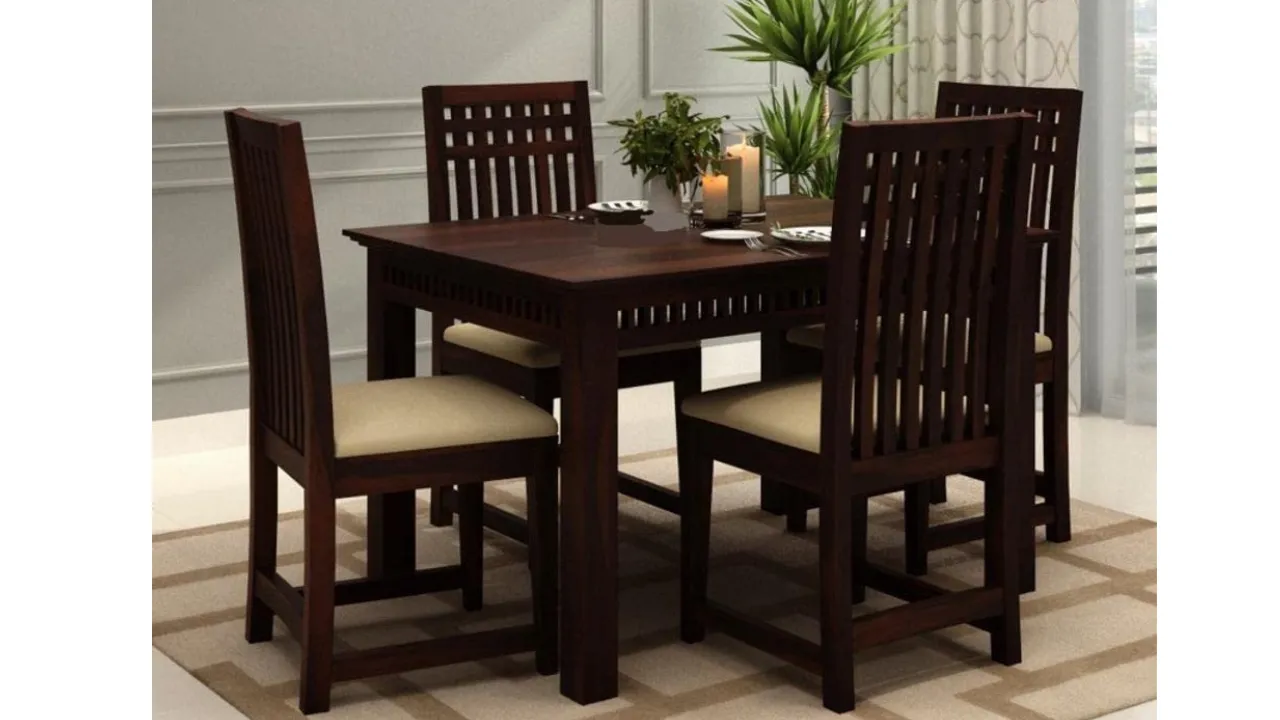 AADITYA WOODS Solid Sheesham Wood Four Seater Dining Table