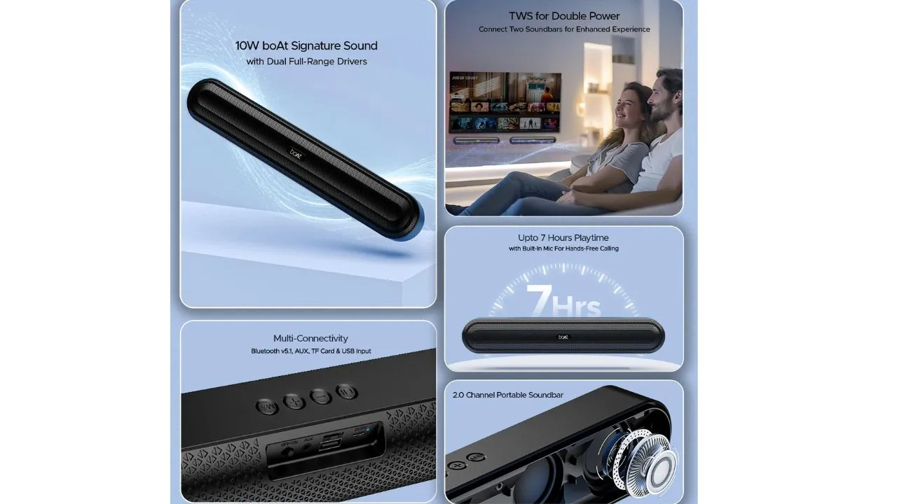 boAt Aavante Bar 490 Bluetooth Soundbar 10W RMS Signature Sound