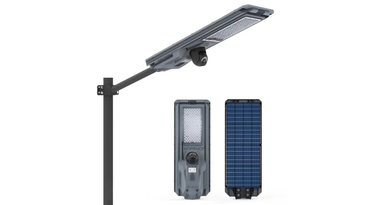 Homehop Solar Powered Security Camera Street Light Outdoor Waterproof