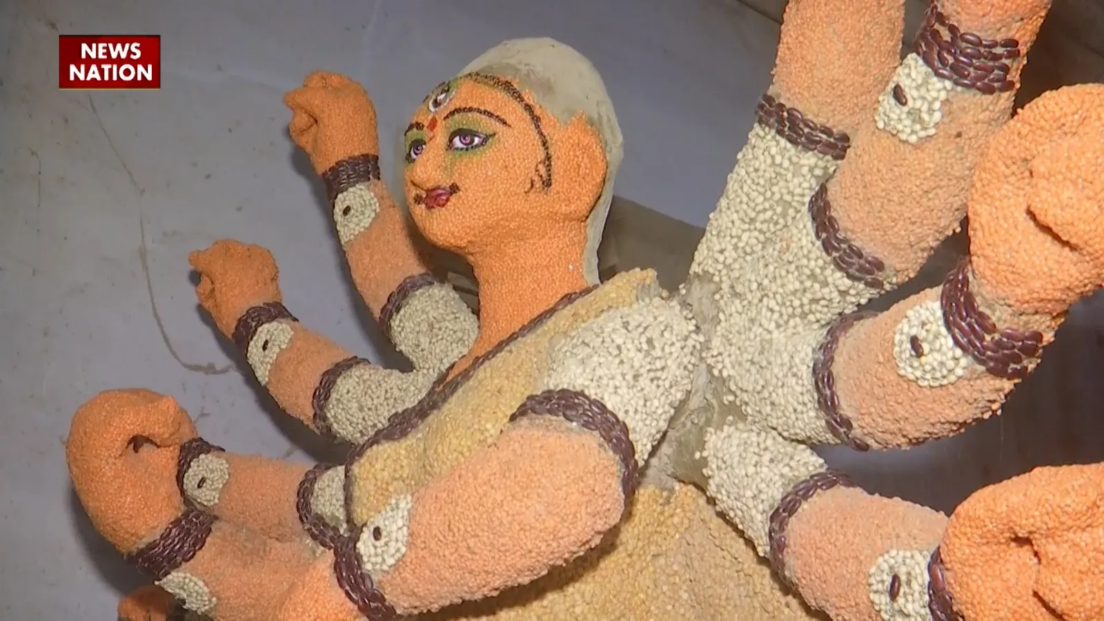 Goddess Durga made from lentils