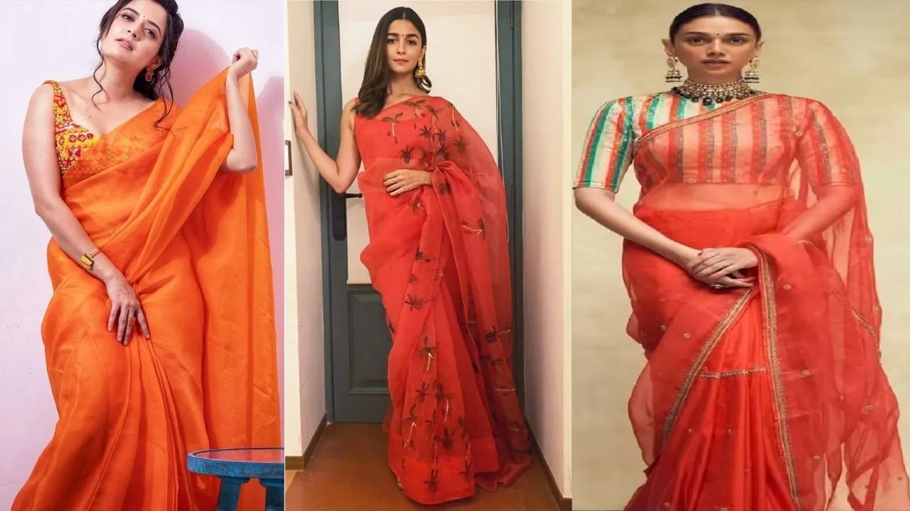 orange saree for independence day