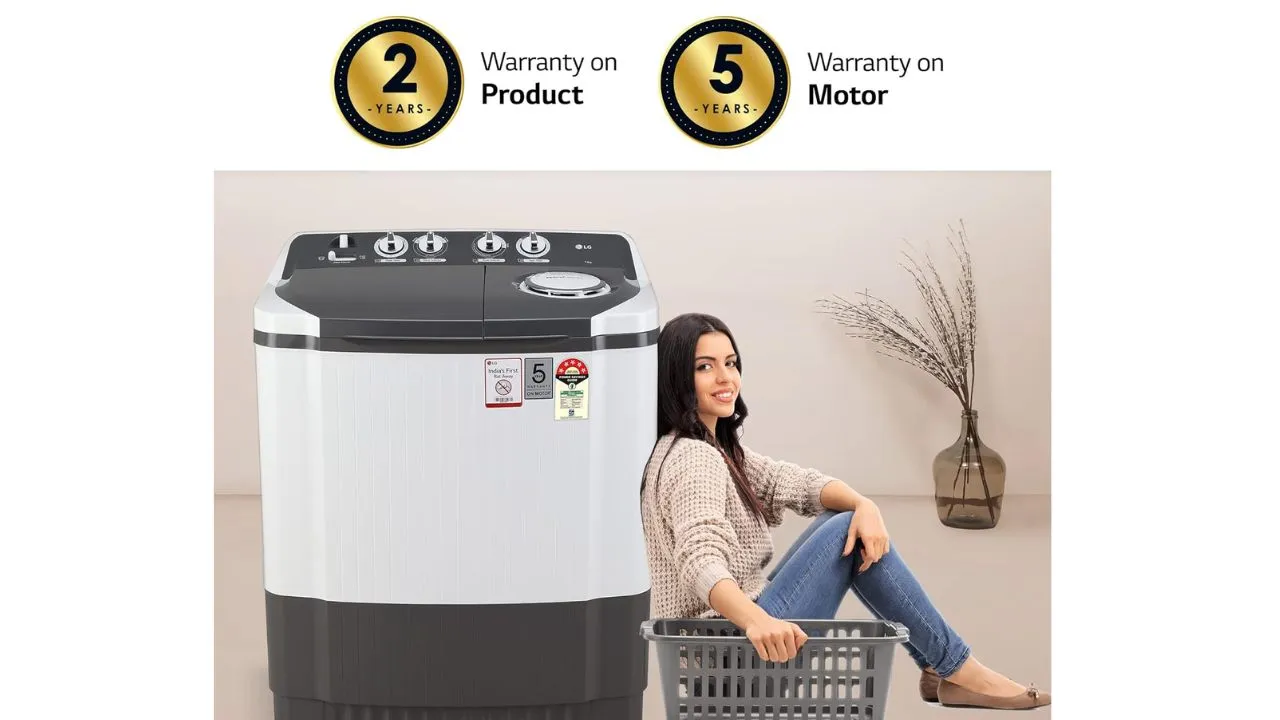  LG 7 Kg 5 Star Wind Jet Dry Semi-Automatic Top Loading Washing Machine 