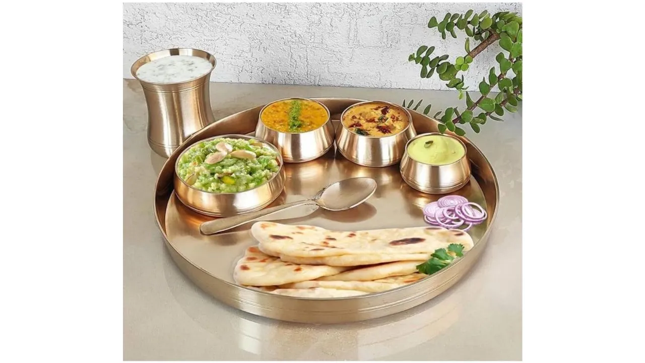 KEDAR Decor Pure Brass 7 Pieces Dinner Set