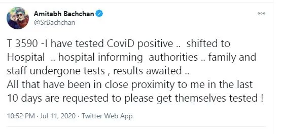 amitabh corona tweet 