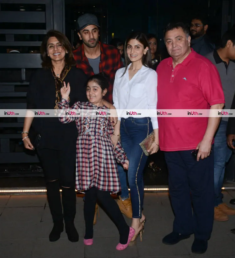 3Ranbir Kapoor and family posing for the shutterbugs on January 10 2018 
