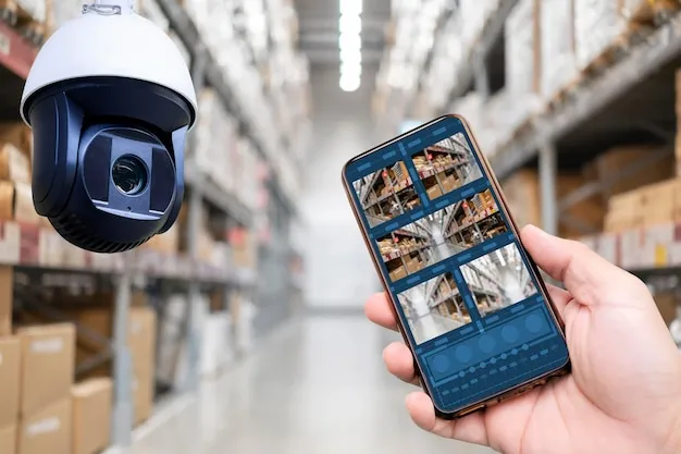 Premium Photo | CCTV camera or surveillance operating in store or warehouse  mobile connect with security camera