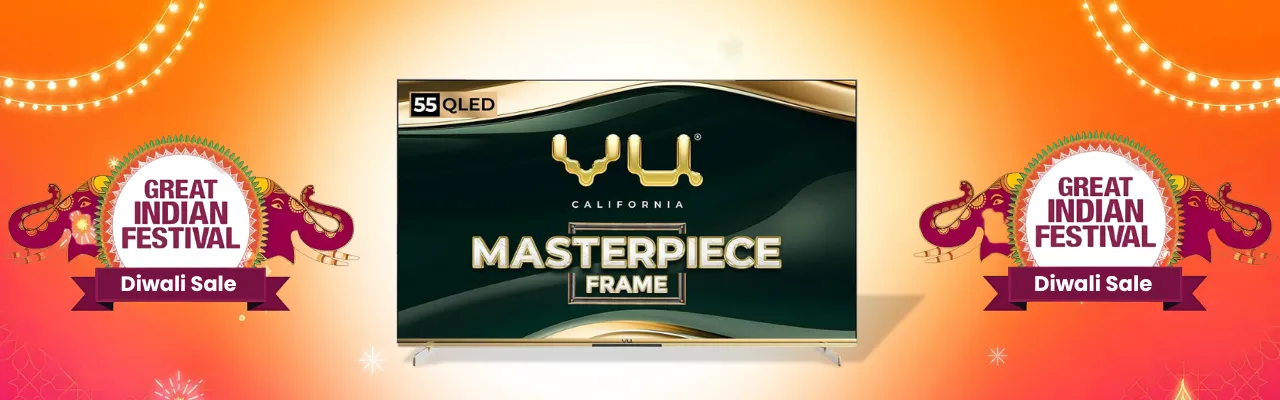 VU 139cm (55 inches) Masterpiece Frame Series 4K QLED TV 55MASTERPIECE (Armani Gold)