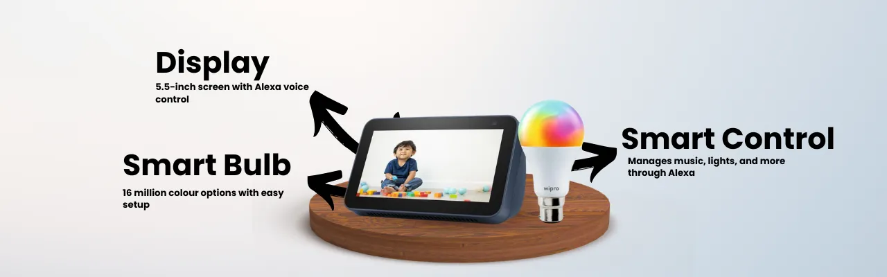 Amazon Echo Show 5 (2nd Gen) with Wipro Smart LED Bulb 