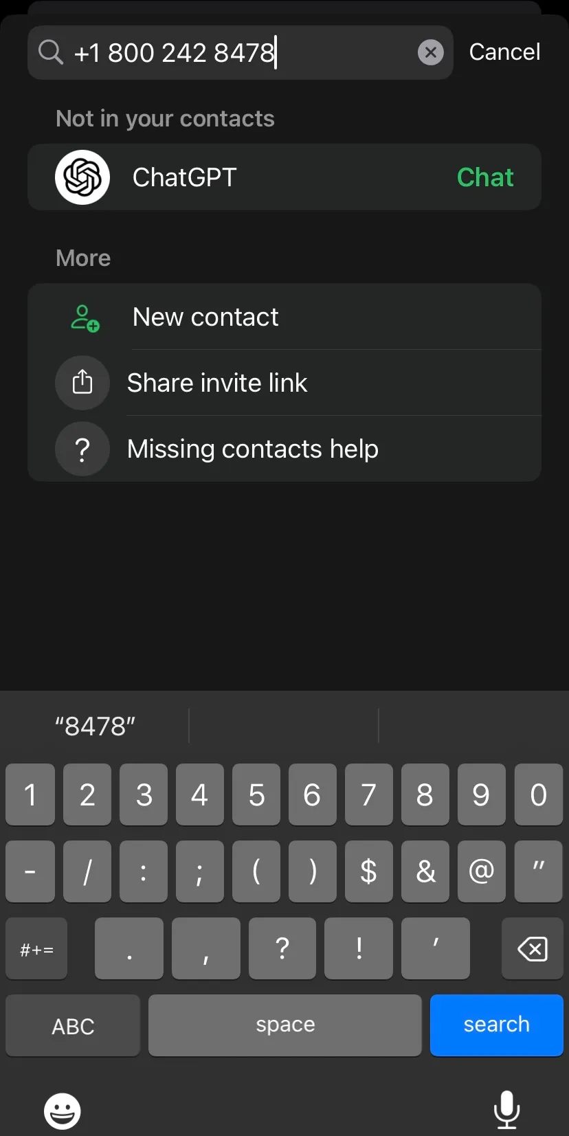 Add the Official ChatGPT Contact