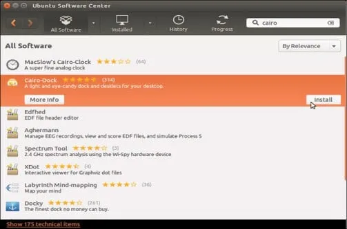 Mac OS X-Style  cariop Dock on Ubuntu