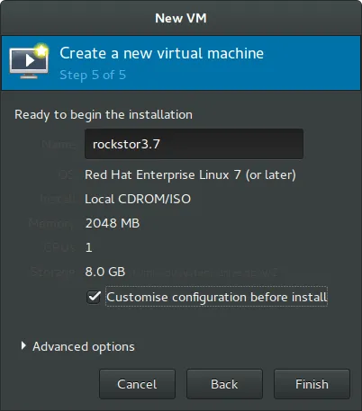 Rockstor On Debian in Virtual Machine vmm