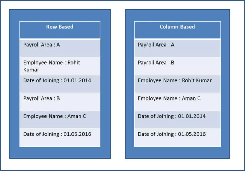 SAP S4 HANA Data storage types