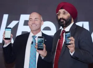 Hardip Singh, Executive Director, Optiemus Infracom , Alex-Thurber, Senior VP, Global Device Sales, BlackBerry Inc, smartphones, Keyone