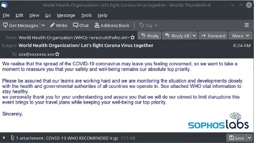 Spam campaigns detected by Sophos