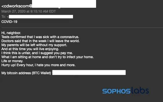 Spam campaigns detected by Sophos