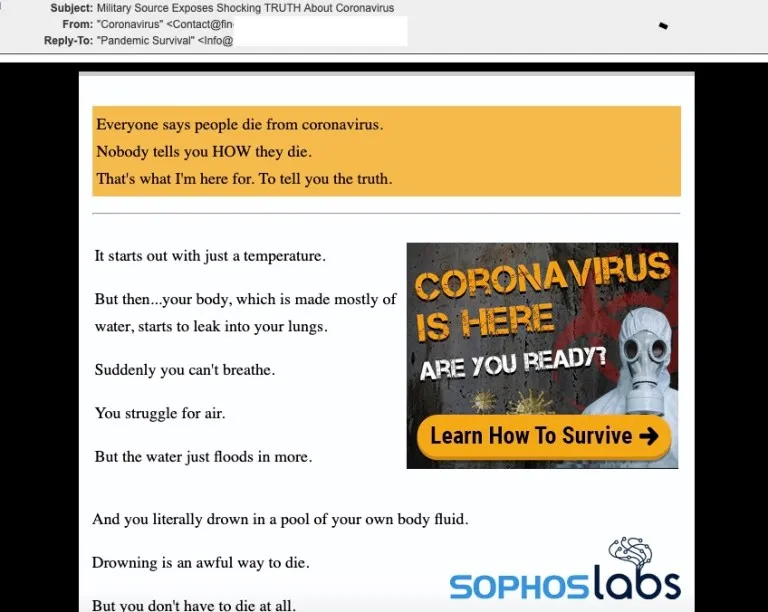 Spam campaigns detected by Sophos