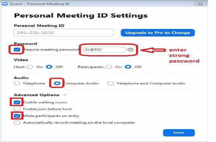 Zoom Security Configuration Through App