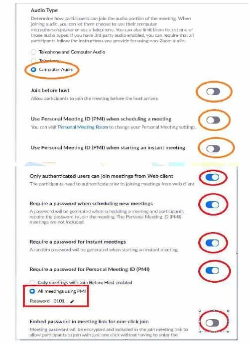 Zoom Security Configuration Through website