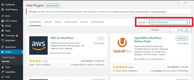How to install AWS for WordPress plugin