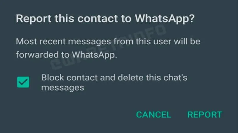 WA REPORT TO WA CHAT ANDROID x