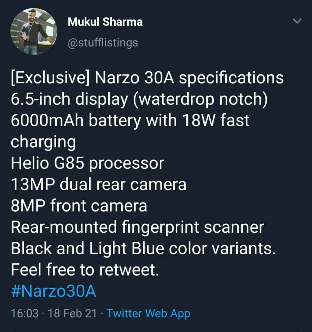 realme narzo 30A
