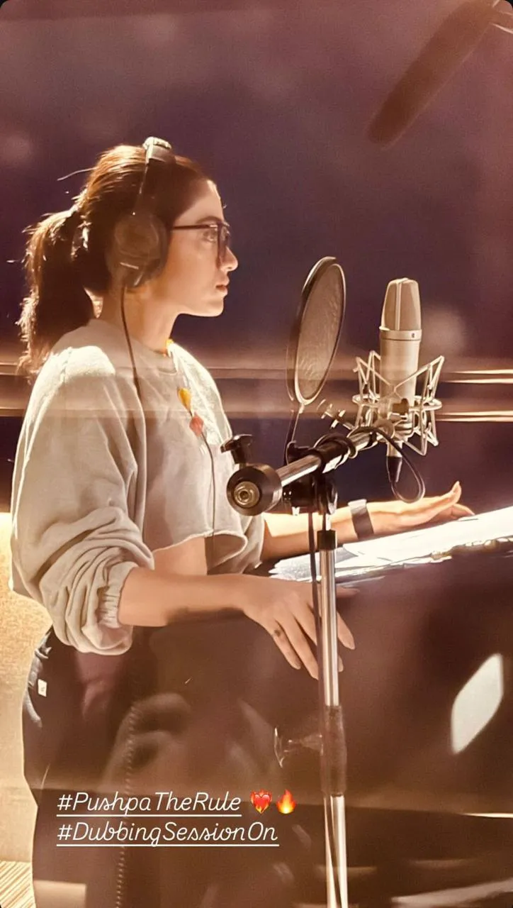Rashmika dubbing session