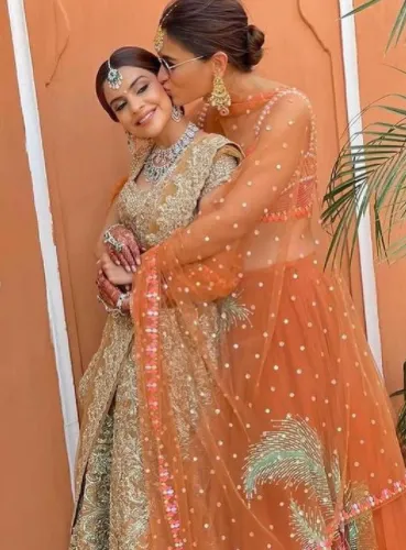 Alia Bhatt Looks Gorgeous In An Orange 'Lehenga' At Her BFF's Wedding,  Poses With Her Girl Squad