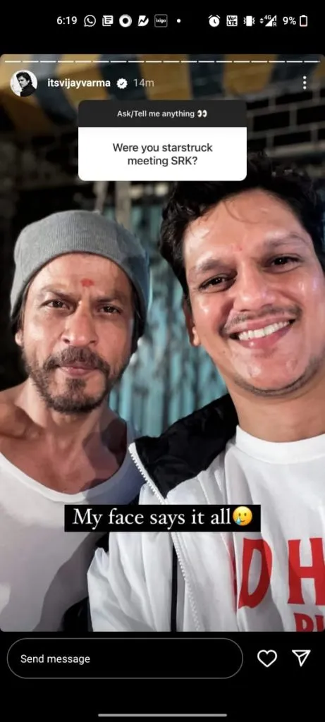 Vijay Varma Shares a fan movement with Sarukh Khan