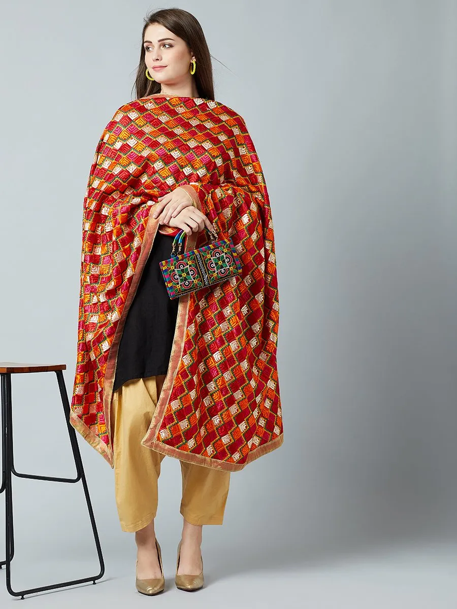 Estonished Heavy Work Multicolored Phulkari Dupatta | EST-ANKS-PHMC-24 |  Cilory.com