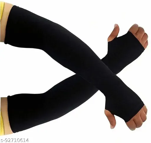 Cotton Arm Sleeve For Men & Women (Free, Black)
