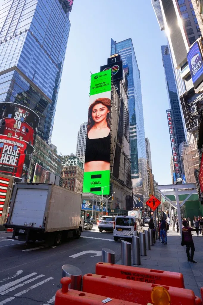 Dhvani Bhanushali features on the Times Square Billboard!