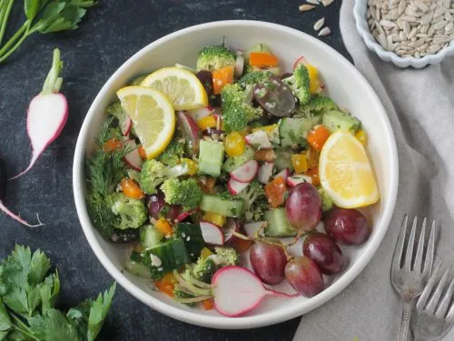 Raw Veggie Chopped Salad (Oil Free!) ~ Veggie Inspired