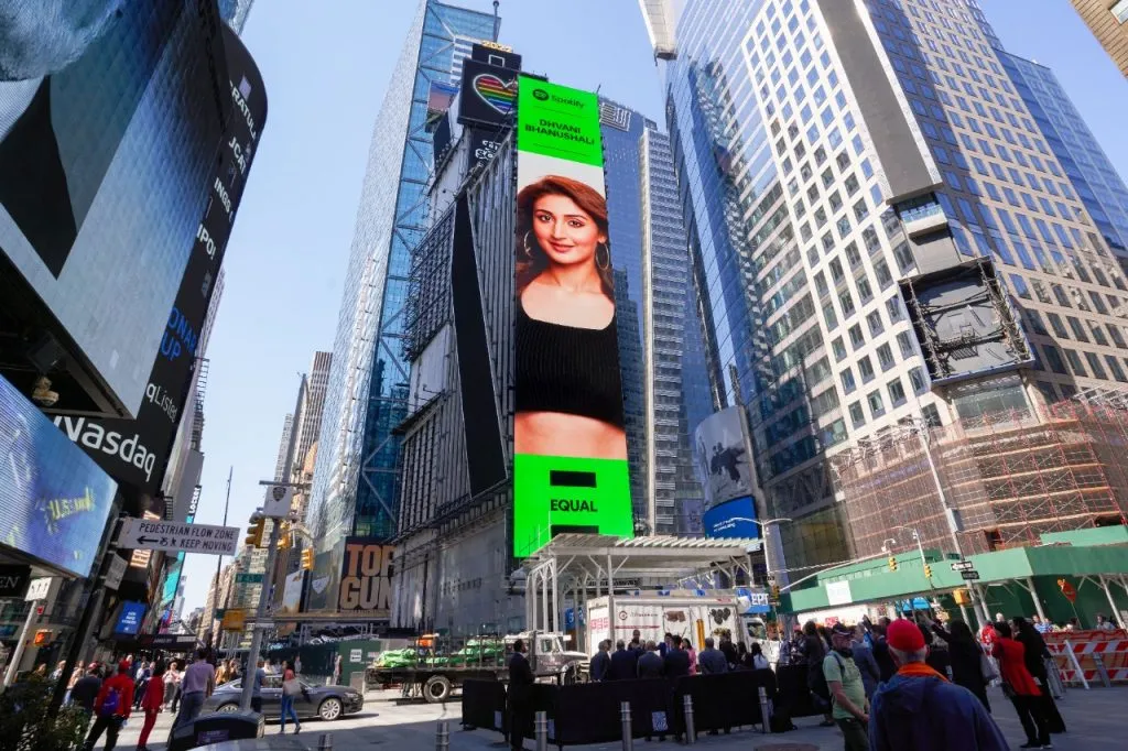 Dhvani Bhanushali features on the Times Square Billboard!