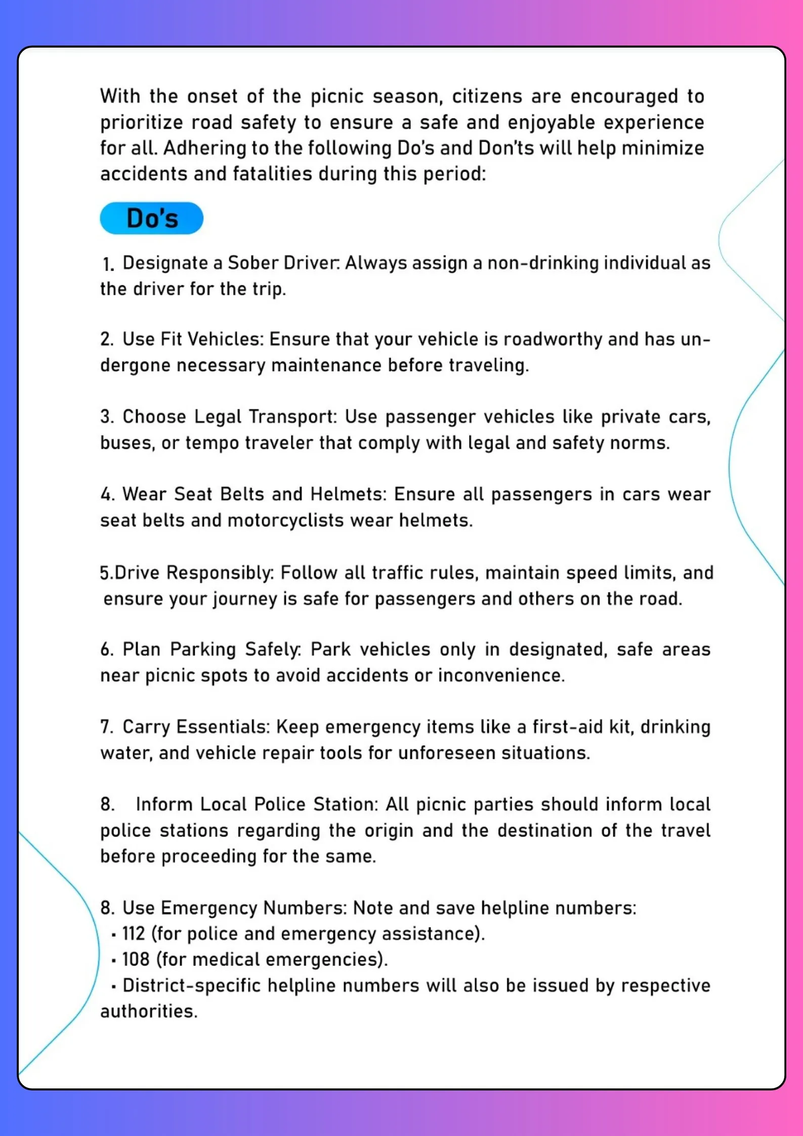 Picnic advisory 1
