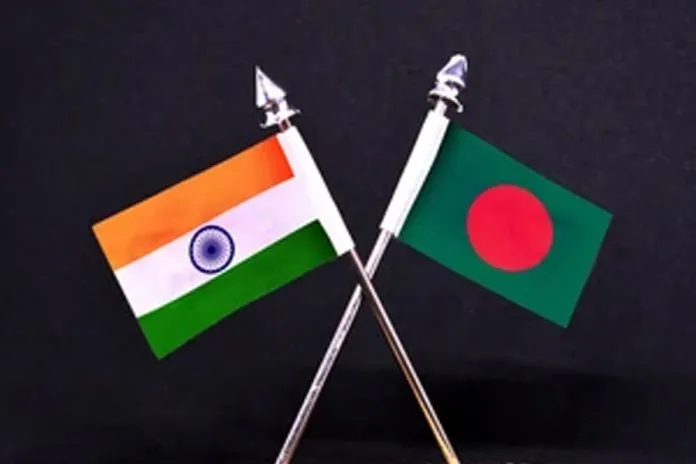 India and Bangladesh Flags  